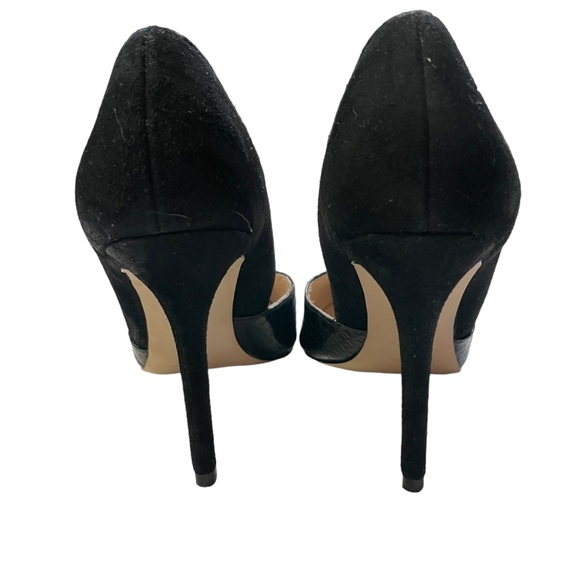 Louise et Cie black leather croc effect heels pointed toe suede size 5.5 - Picture 5 of 14